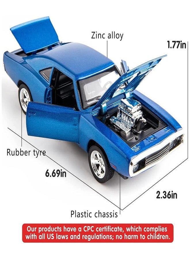AHBHT Kids Model 1:32 Fast & Furious 7 Die Cast Metal Car Pull Back Action Opening Doors with Realistic Engine Sound Lights Toy Car Gift for Boys - Blue - Image 2